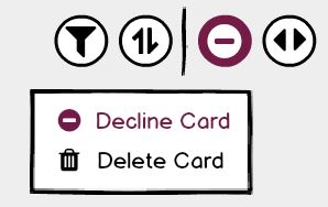 Decline and delete cards